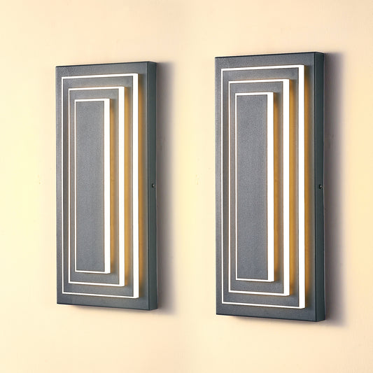 15.7" 3-Tier Black LED Outdoor Wall Light, Set of 2 - view 2