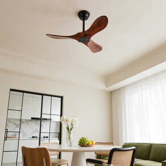 36" Walnut Wood Ceiling Fan with Remote - view 2
