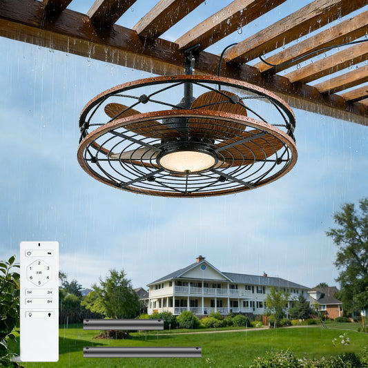 20" Matte Black Outdoor Ceiling Fan with Light and Remote - view 2