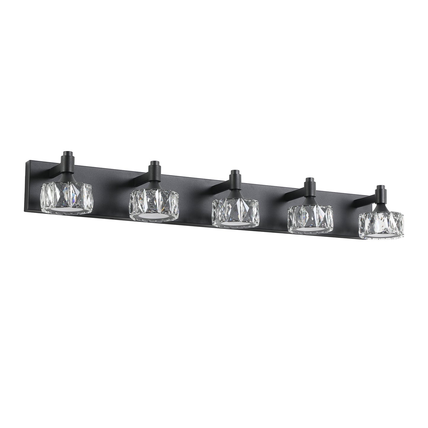 5-Light Matte Black LED Vanity Light with Crystal Glass - view 9