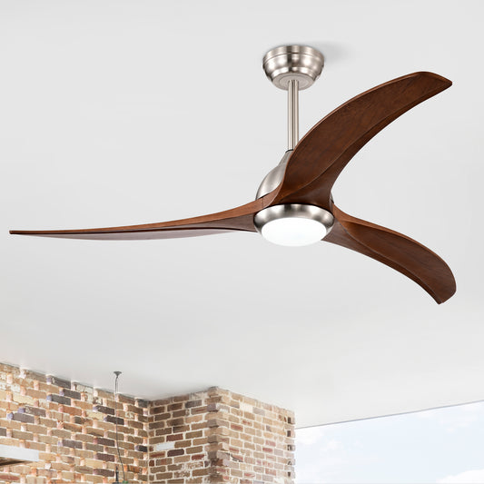 52" Satin Nickel & Walnut Ceiling Fan with Light & Remote - view 2