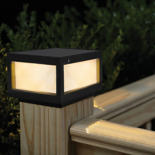 12" Black Solar LED Outdoor Post Cap Light - view 2