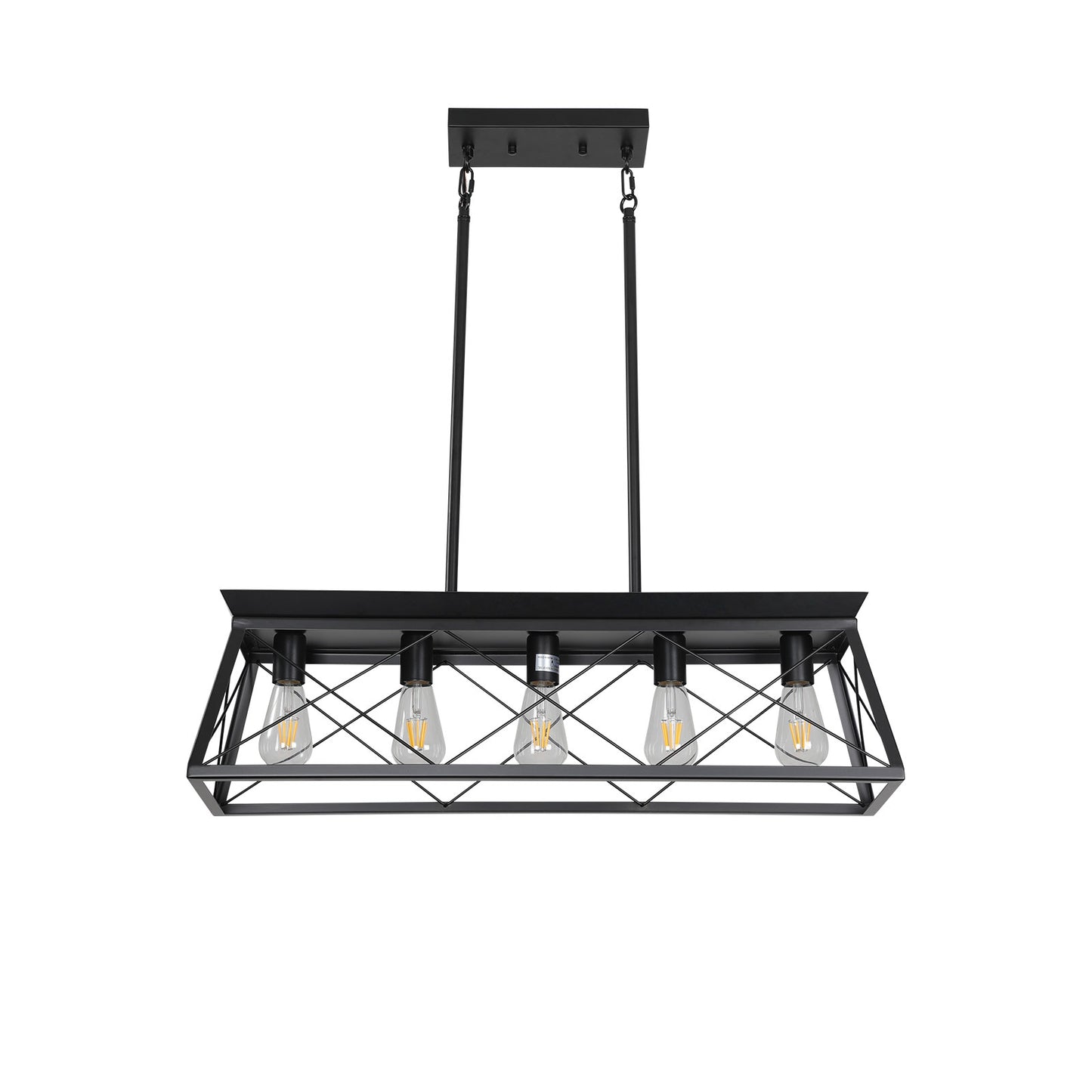 32" 5-Light Black Caged Industrial Chandelier - view 10