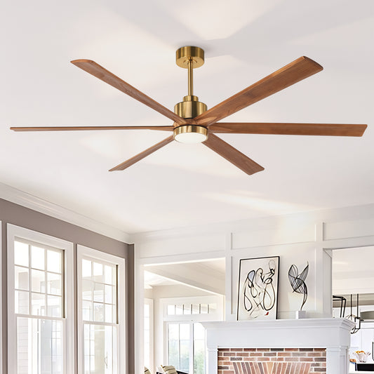 70" Gold & Walnut Solid Wood Ceiling Fan with Light - view 2