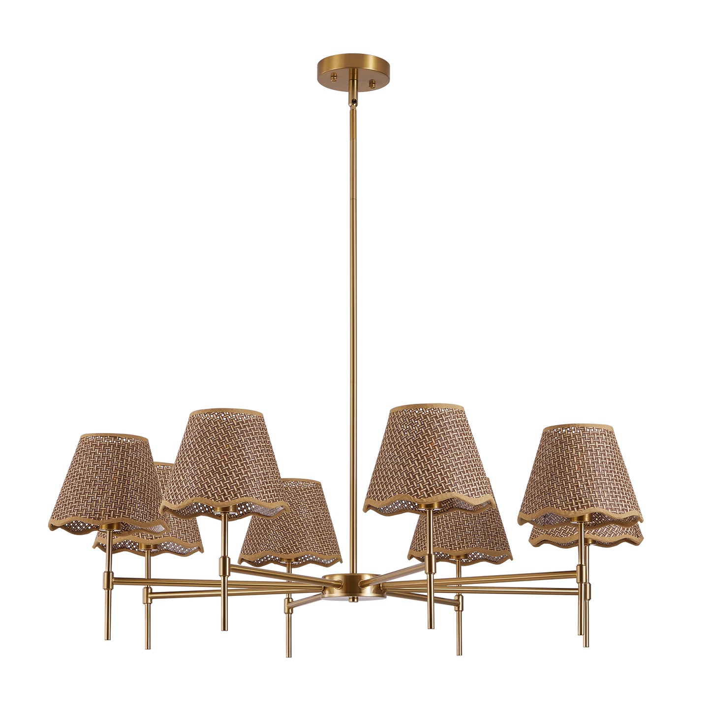 38.6" 8-Light Gold Rattan Farmhouse Chandelier - view 8