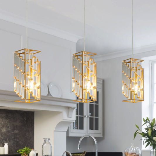 4" Gold Crystal Prism Pendant Light, Set of 3 - view 2