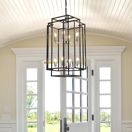 18" 8-Light Black & Chrome Geometric Chandelier - view 2
