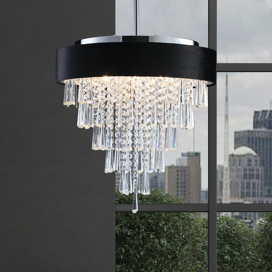 18" 8-Light Crystal Chandelier with Black Velvet Shade - view 2