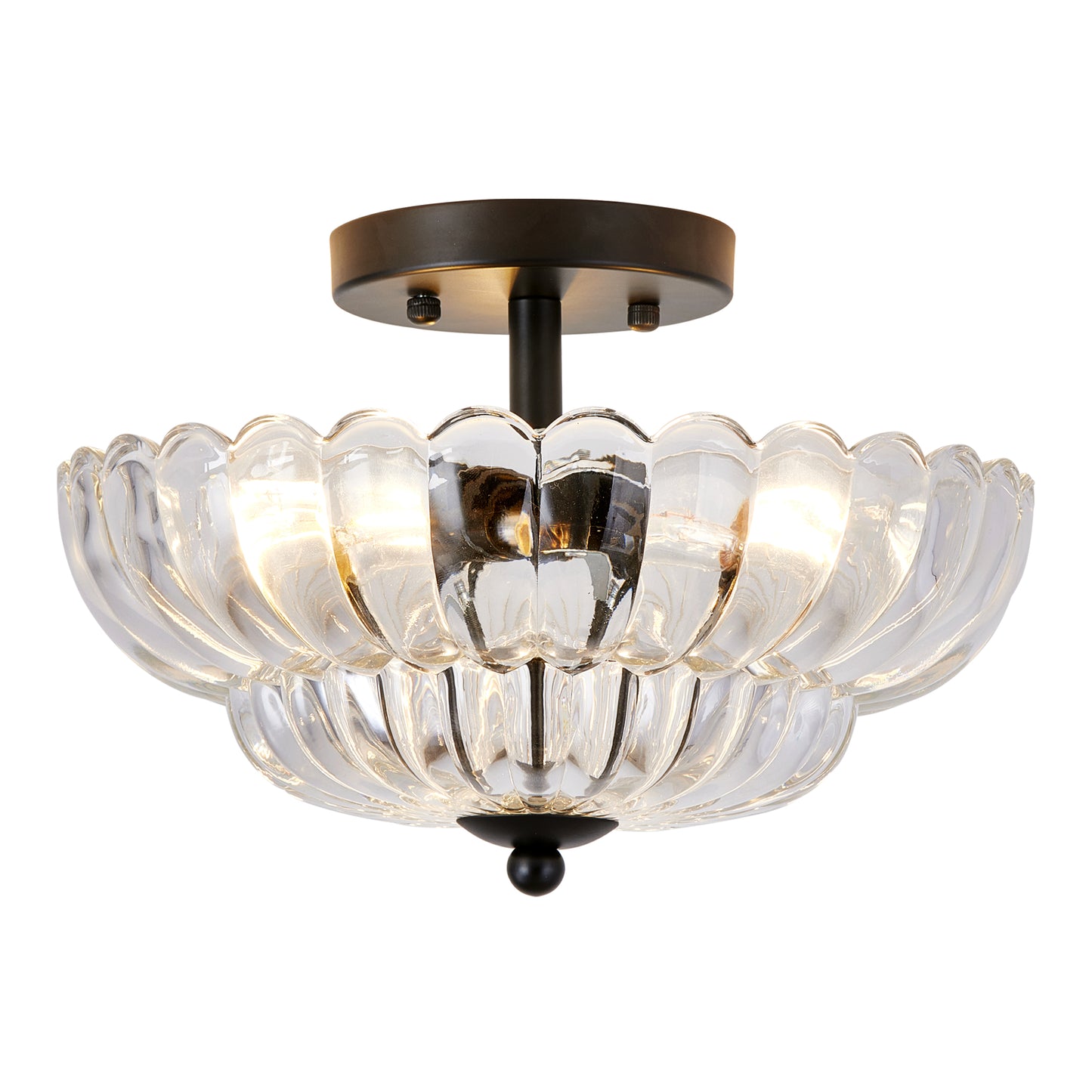 3-Light Black Smoky Gray Glass Semi Flush Mount Ceiling Light - view 10