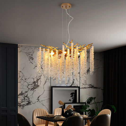 24" Gold Cascading Crystal Pendant Light - view 2