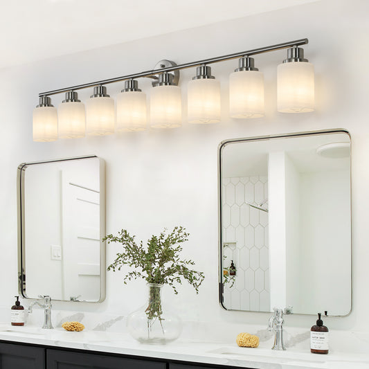 52" 8-Light Brushed Nickel Vanity Light with Frosted Glass - view 2