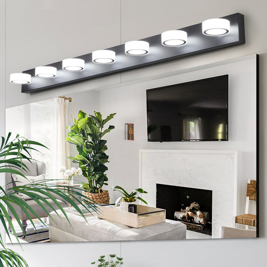 52" 7-Light Black Vanity Light with Dimmable LED - view 2