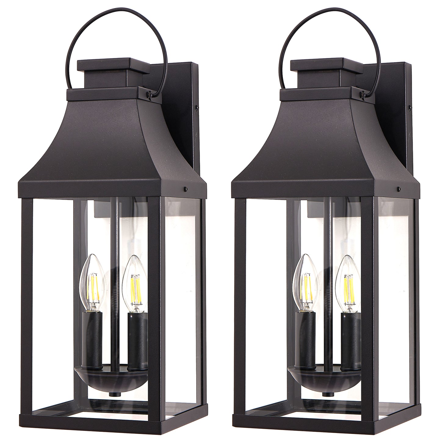 20" Black Outdoor Wall Lantern, Set of 2 - view 9