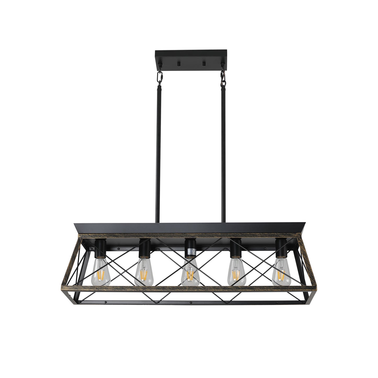32" 5-Light Black & Gold Industrial Caged Chandelier - view 10