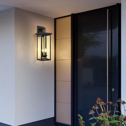 22" Matte Black Outdoor Wall Lantern with Dusk to Dawn Sensor - view 2
