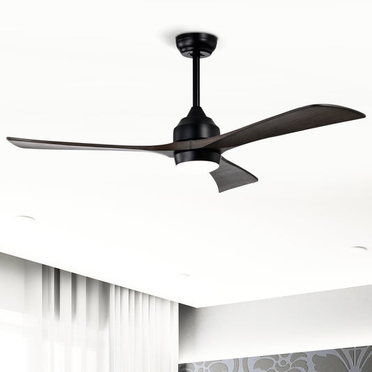 52" Matte Black Solid Wood Ceiling Fan with Remote - view 2