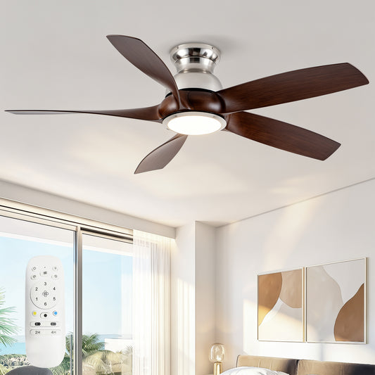 56" Nickel & Wood Ceiling Fan with Remote - view 2