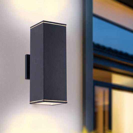 14" Matte Black Outdoor Porch Wall Light, Set of 2 - view 2