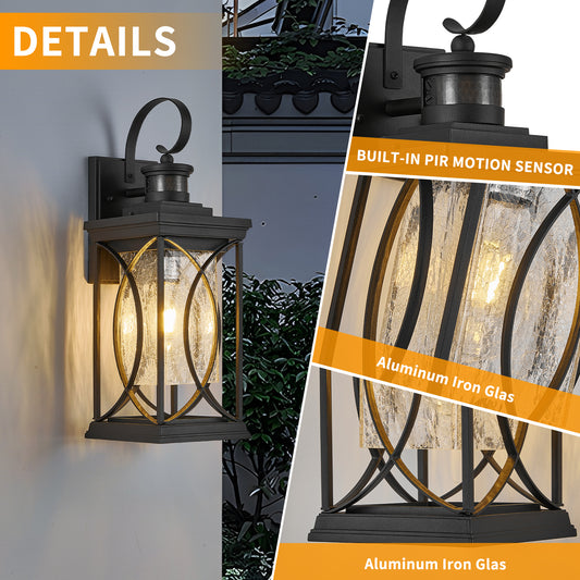 Black Motion Sensor Outdoor Wall Light - view 2
