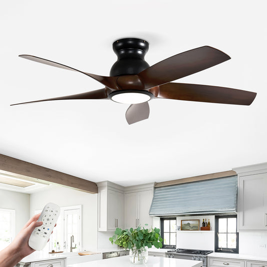56" Matte Black & Wood Ceiling Fan with Remote - view 2