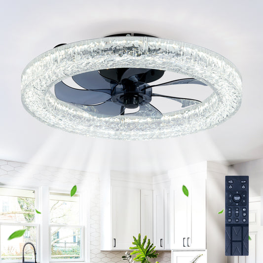 Matte Black Acrylic Ice Brick Ceiling Fan with Dimmable LED - view 2