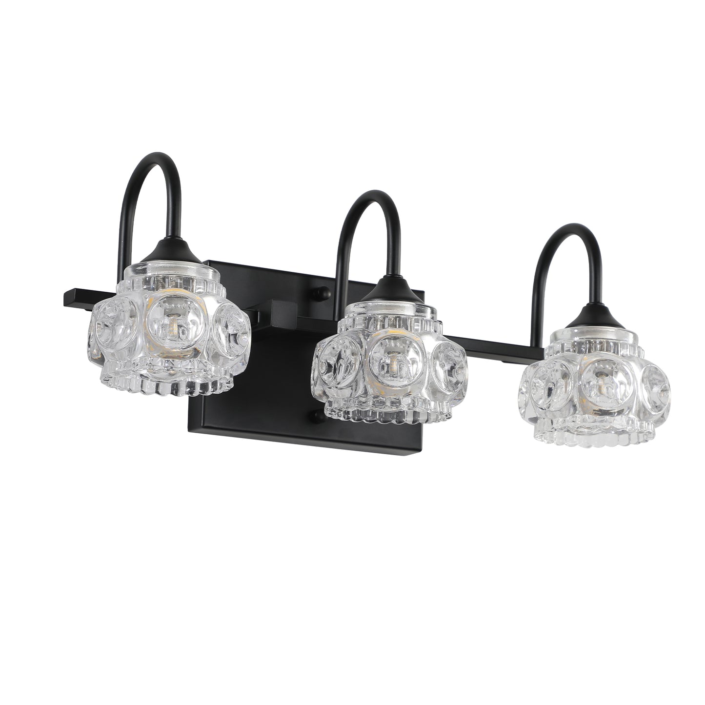 17" 3-Light Black Vanity Light with Crystal Glass - view 8