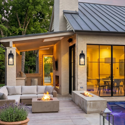 Matte Black Sawtooth Outdoor Wall Light with Clear Glass - view 2