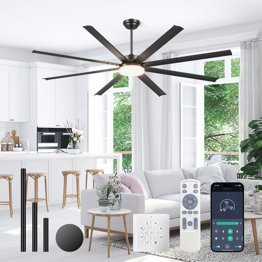 88" Black Industrial Ceiling Fan with Remote - view 2