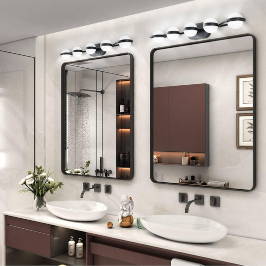 5-Light Black Vanity Light with Frosted Glass Shades - view 2