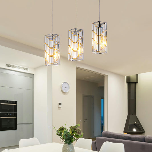 4" Chrome Crystal Prism Pendant Light, 3-Pack - view 2