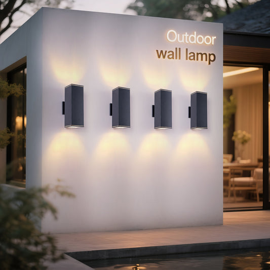 12" Black Square Up Down Outdoor Wall Light, 4-Pack - view 2
