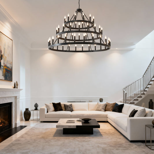 3-Tier Wagon Wheel Farmhouse Chandelier, 54-Light - view 2