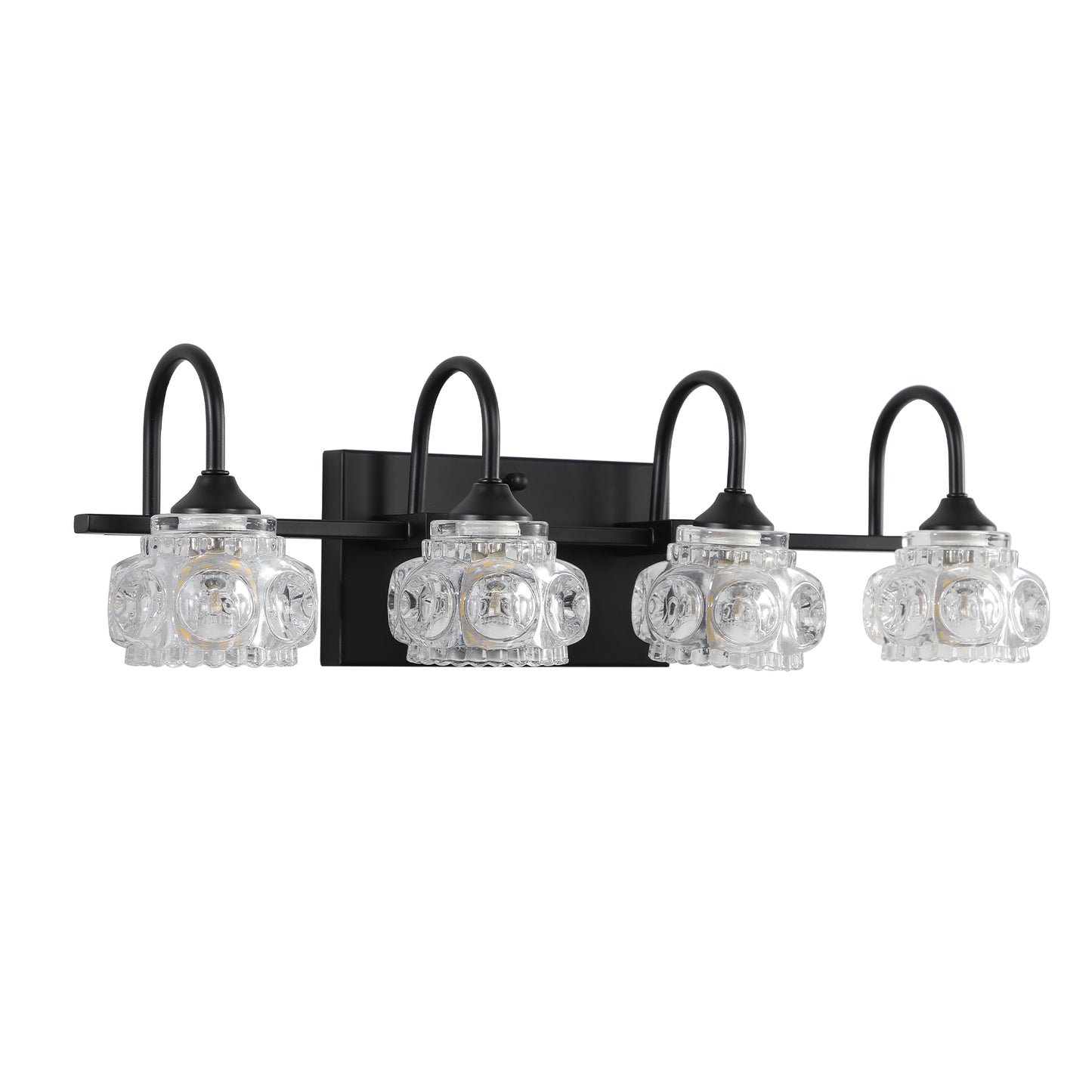 23" 4-Light Retro Black Vanity Light with Crystal Glass - view 8