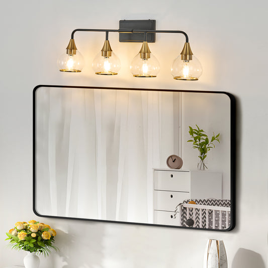 31" 4-Light Black & Gold Vanity Light with Clear Glass - view 2