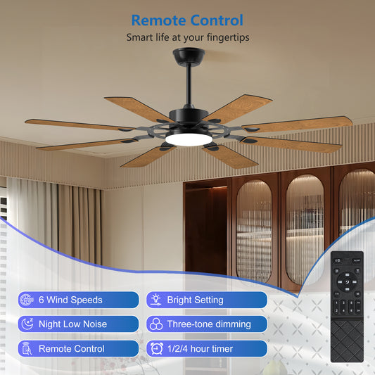 60" Black Windmill Ceiling Fan with Remote - view 2