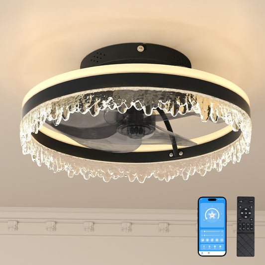 16" Black Crystal Ceiling Fan with Dimmable LED - view 2