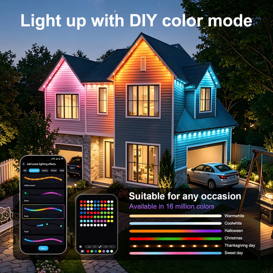 50ft Smart RGB Outdoor Eaves Light with Remote - view 2
