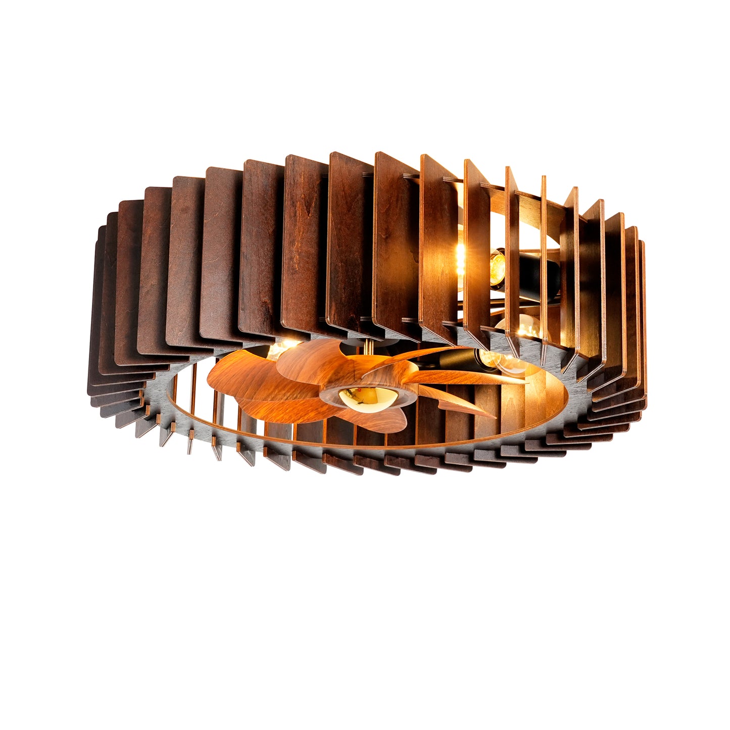 20" Walnut Flush Mount Ceiling Fan with Remote - view 20