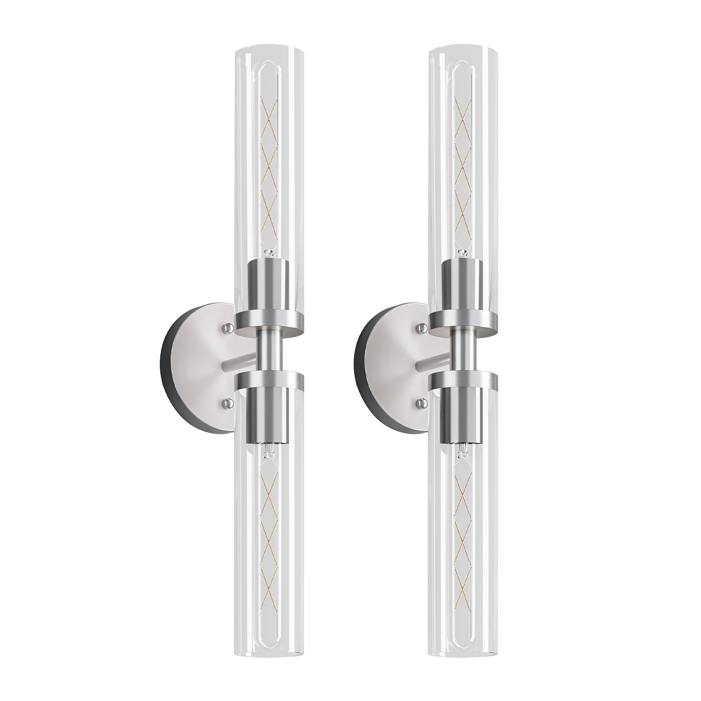 Brushed Nickel Wall Sconce with Clear Glass, Set of 2 - view 9