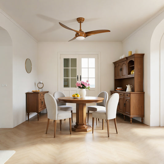 52" Wood Finish Ceiling Fan with LED Light and Remote - view 2