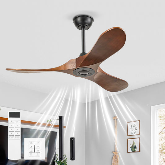 42" Matte Black Solid Wood Ceiling Fan with Remote - view 2