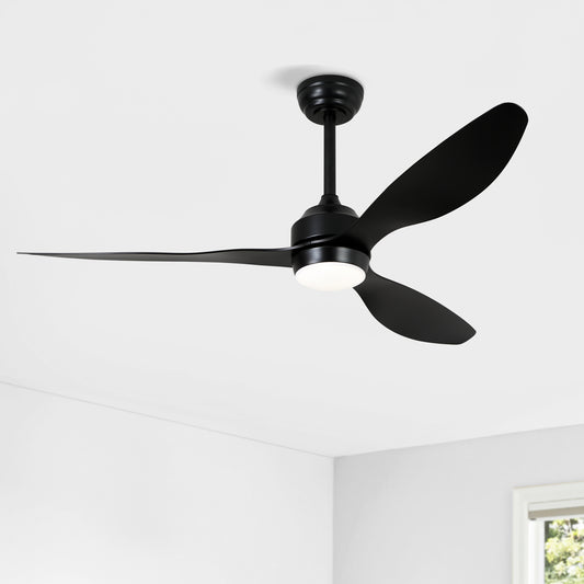 52" Matte Black 3-Blade Ceiling Fan with Light - view 2