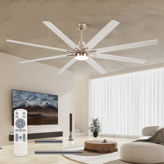 84" Nickel 8-Blade Ceiling Fan with Dimmable LED - view 2