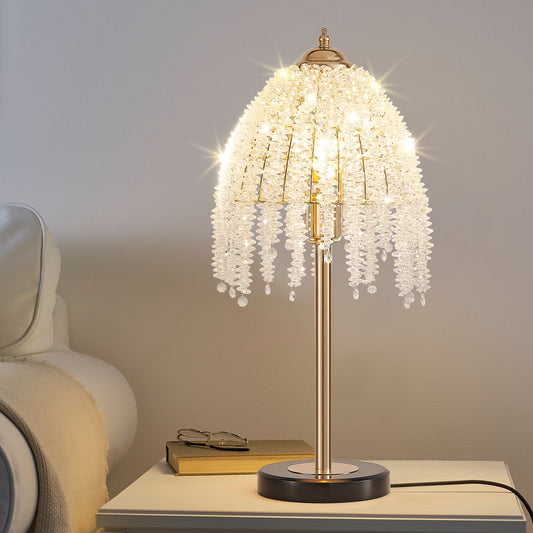 19"H Gold Waterfall Crystal Table Lamp with Marble Base - view 2