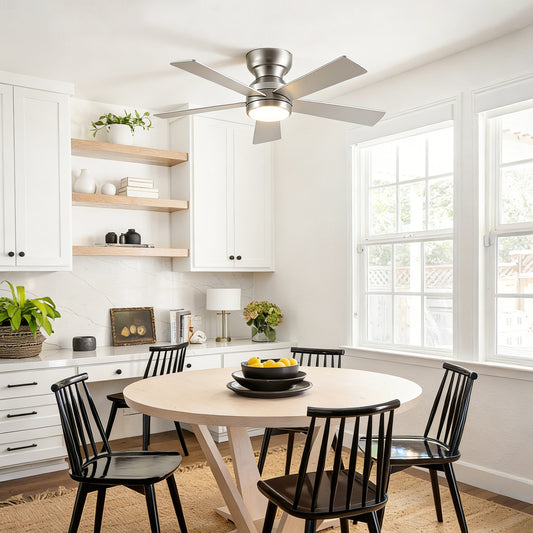46" Silver 5-Blade Ceiling Fan with LED Light & Remote - view 2