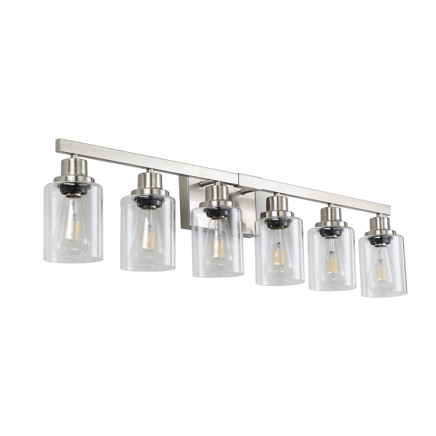 37" 6-Light Brushed Nickel Vanity Light with Clear Glass - view 10