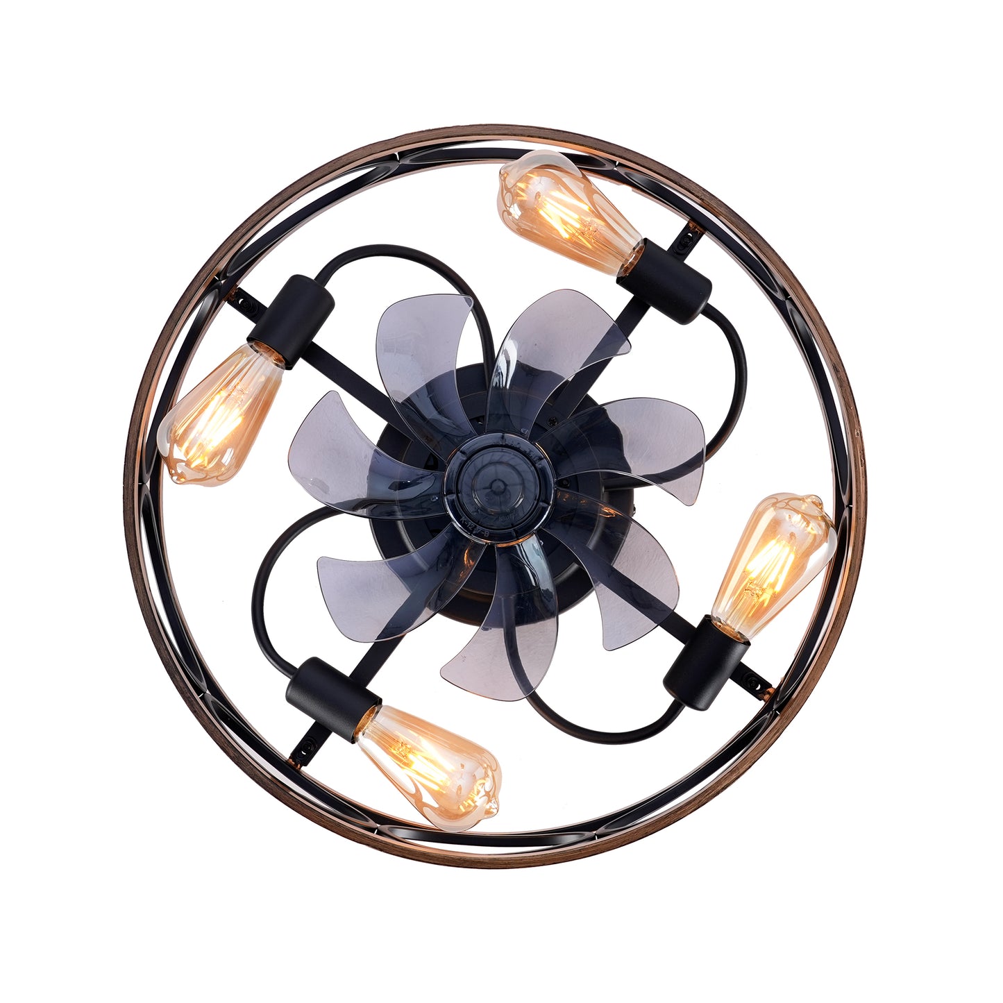 19" Matte Black Caged Ceiling Fan with Remote - view 18