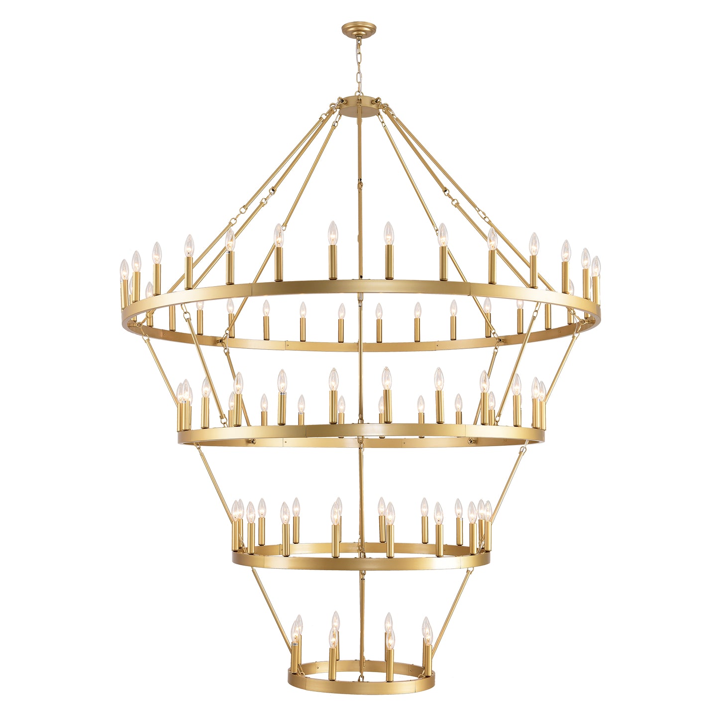 69.3" 4-Tier Gold Wagon Wheel Chandelier, 80-Light - view 14