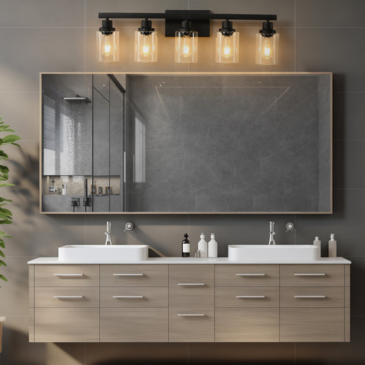 31" 5-Light Black Industrial Vanity Wall Light - view 2