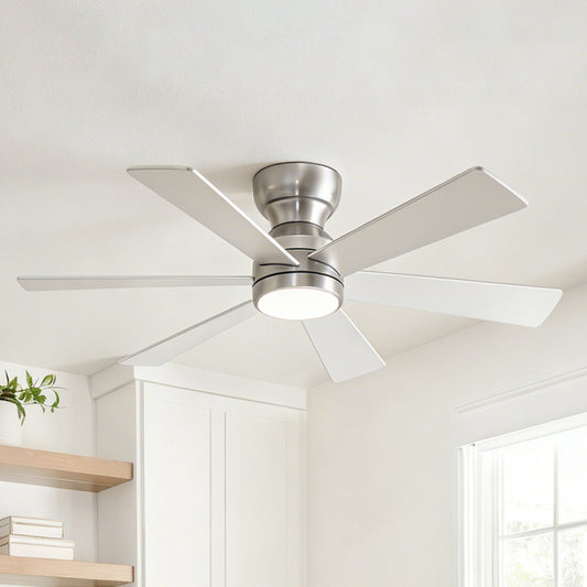46" Silver Flush Mount Ceiling Fan with Light and Remote - view 2